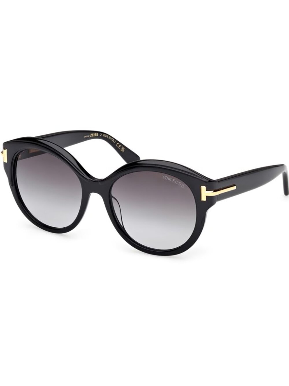 NEW TOM FORD FT1251 01B Icon Black Gold Round Sunglasses 57mm